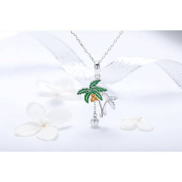 Silver Jewelry Summer Collection Genuine Coconut Tree Women Pendant Necklaces
